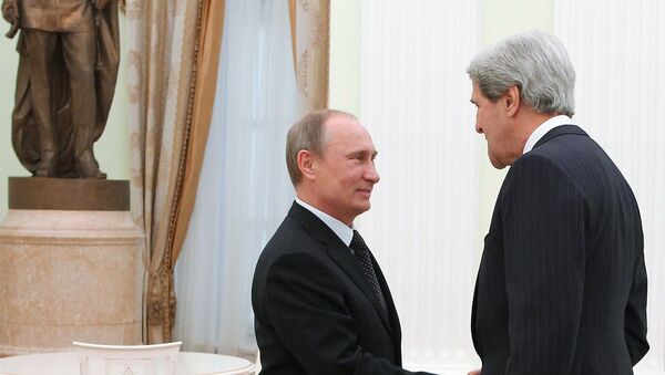 Russian President V.Putin meets with John Kerry - 俄罗斯卫星通讯社