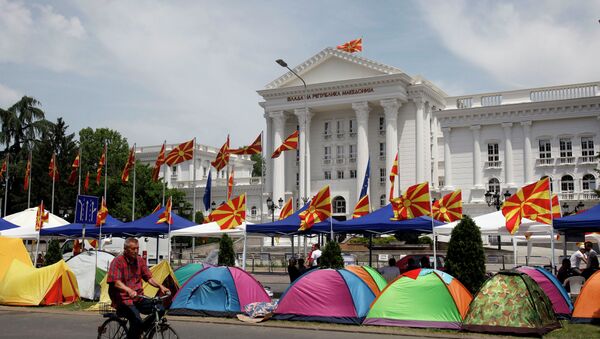 馬其頓首都數千人舉行反對派集會 - 俄羅斯衛星通訊社
