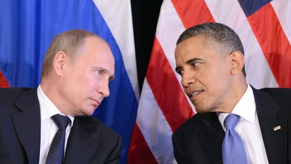 US President Barack Obama (R) listens to Russian President Vladimir Putin - 俄羅斯衛星通訊社