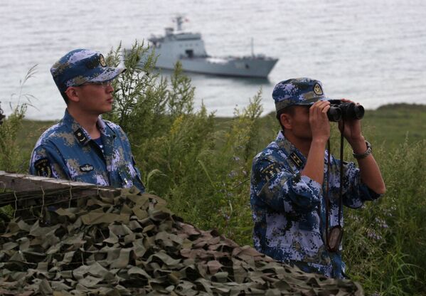 中国海军在滨海边疆区克列尔克靶场进行的俄中海军“海上合作-2015”演习中 - 俄罗斯卫星通讯社