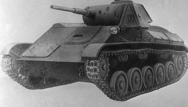 苏联装甲兵博物馆展示的T-70轻型坦克照片影印件 - 俄罗斯卫星通讯社
