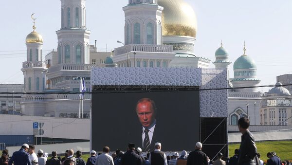普京抵達修復後開放的莫斯科大清真寺 - 俄羅斯衛星通訊社