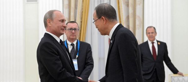 普京在同潘基文会晤时表示俄罗斯准备讨论联合国的变化 - 俄罗斯卫星通讯社