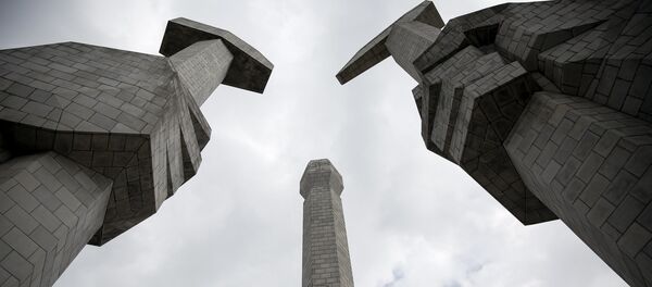 Монумент основания Трудовой партии Кореи в Пхеньяне Монумент основания Трудовой партии Кореи в Пхеньяне - 俄羅斯衛星通訊社