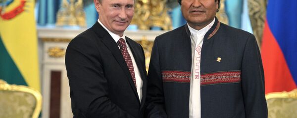 弗拉基米尔·普京与埃沃•莫拉莱斯 - 俄罗斯卫星通讯社