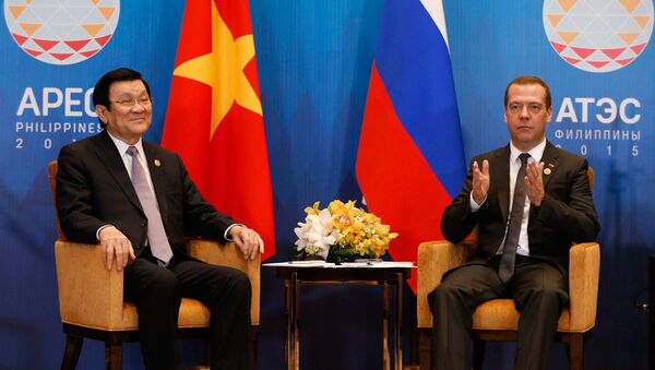 俄罗斯总理德米特里•梅德韦杰夫与越南国家主席张晋创 - 俄罗斯卫星通讯社