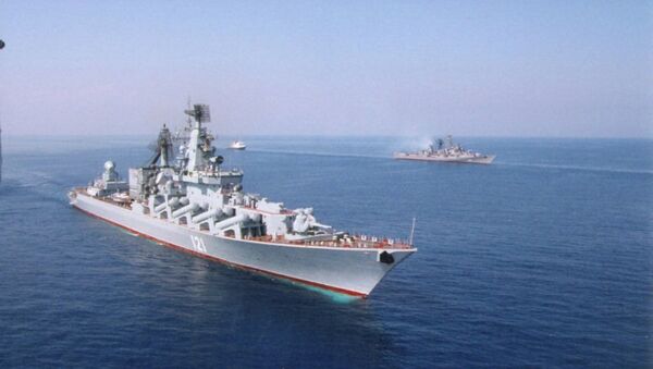 “莫斯科”号巡洋舰占据拉塔利亚附近位置掩护俄战机 - 俄罗斯卫星通讯社