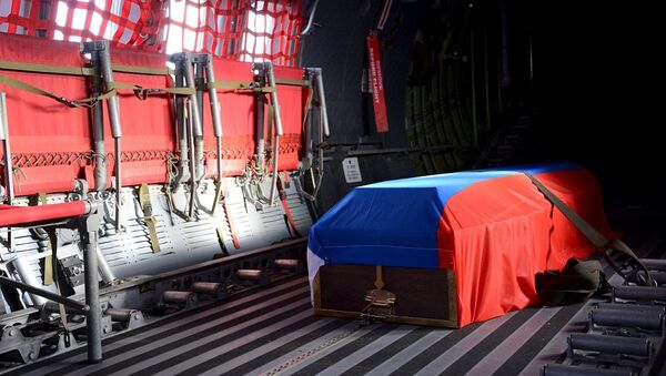 俄防長在機場迎接運送殉職蘇-24機長遺體飛機 - 俄羅斯衛星通訊社