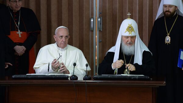 俄东正教大牧首与罗马天主教教宗会晤后通过联合宣言 - 俄罗斯卫星通讯社