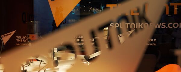 Павильон информационного агентства Sputnik перед открытием Петербургского международного экономического форума 2015 - 俄羅斯衛星通訊社