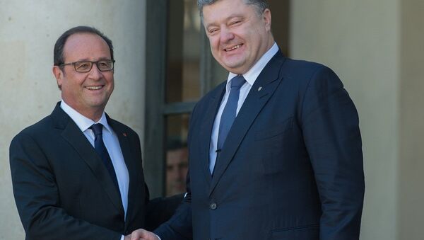 法國總統奧朗德和烏克蘭總統波羅申科 - 俄羅斯衛星通訊社