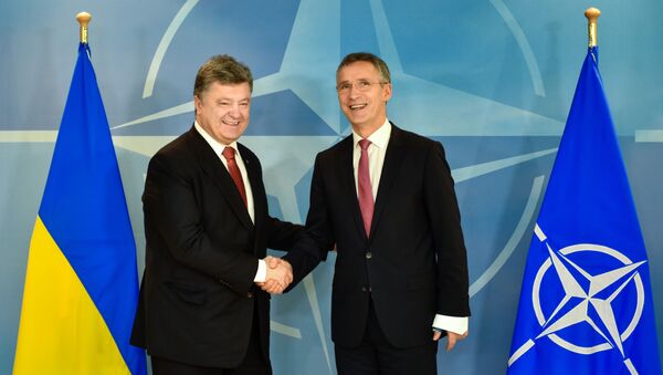 Президент Украины Петр Порошенко и генеральный секретарь НАТО Йенс Столтенберг во время встречи в Брюсселе - 俄羅斯衛星通訊社