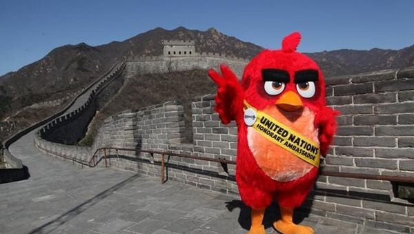 带有愤怒的小鸟图样的照片出现在北京郊区的长城上 - 俄罗斯卫星通讯社