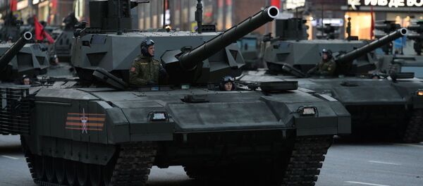 Танк Т-14 Армата во время репетиции военного парада в Москве - 俄罗斯卫星通讯社