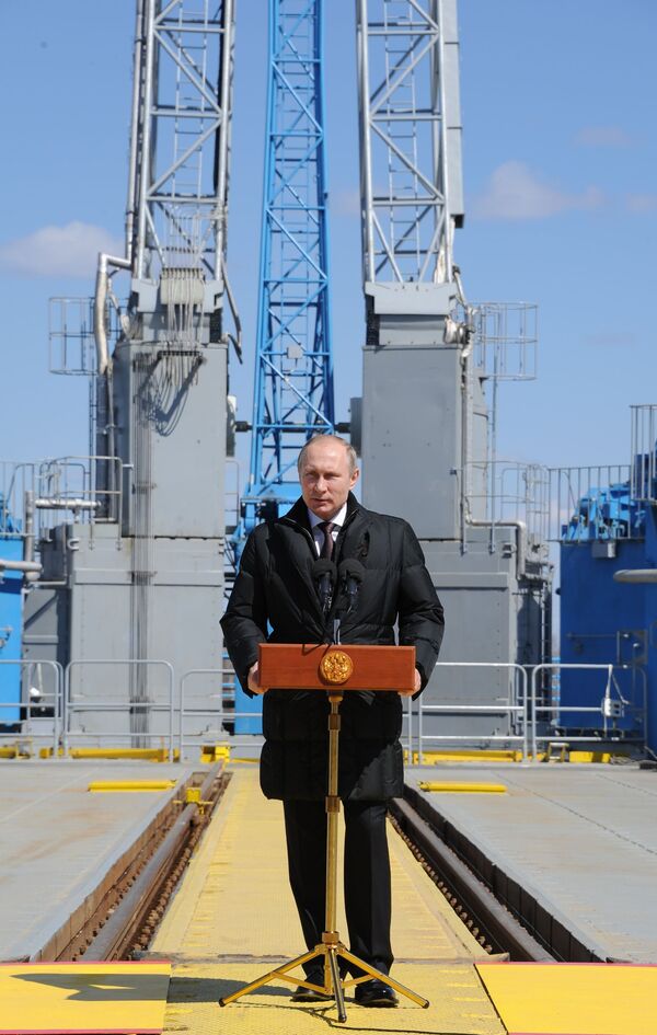 “联盟-2.1a”运载火箭升空后，俄罗斯总统弗拉基米尔·普京在东方航天发射场发言。 - 俄罗斯卫星通讯社