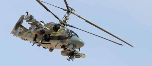 Вертолет Ка-52 Аллигатор во время боевой операции в окрестностях освобожденного от боевиков города Эль-Карьятейн - 俄羅斯衛星通訊社
