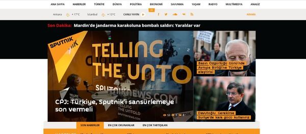 “衛星”新聞通訊社網站的土耳其語頁 - 俄羅斯衛星通訊社