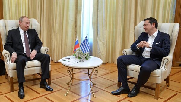 希腊总理齐普拉斯与俄总统普京 - 俄罗斯卫星通讯社