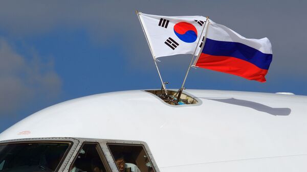 Флаги Южной Кореи и России - 俄羅斯衛星通訊社