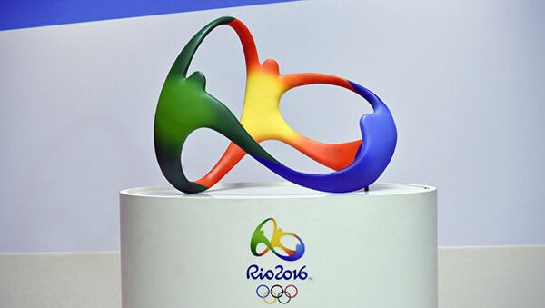 Скульптура в виде логотипа Олимпийских игр в Рио-де-Жанейро - 俄罗斯卫星通讯社