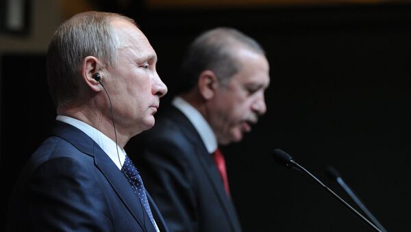 Президент России Владимир Путин и президент Турции Реджеп Тайип Эрдоган на пресс-конференции в Анкаре - 俄罗斯卫星通讯社