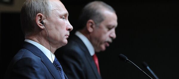 Президент России Владимир Путин и президент Турции Реджеп Тайип Эрдоган на пресс-конференции в Анкаре - 俄罗斯卫星通讯社