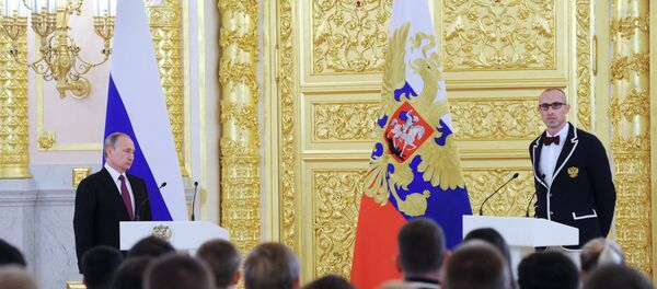 Президент РФ В. Путин встретился с российской олимпийской сборной в Кремле - 俄罗斯卫星通讯社