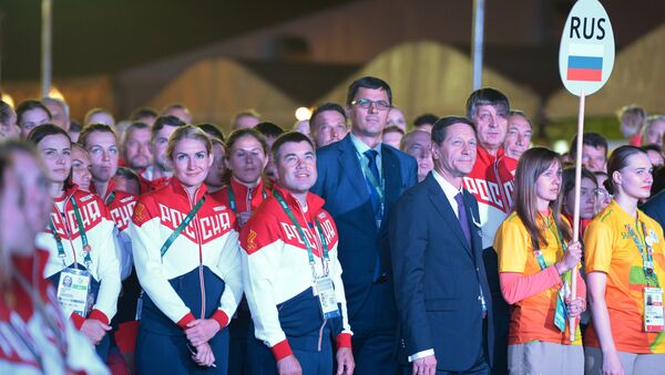 Церемония поднятия флагов в Олимпийской деревне - 俄羅斯衛星通訊社