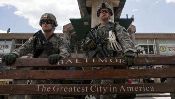 Солдаты Национальной гвардии США на одной из улиц города Балтимора - 俄罗斯卫星通讯社