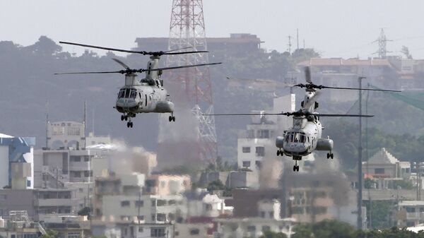 Американские вертолеты CH-46 на базе Футэмма в Японии - 俄羅斯衛星通訊社