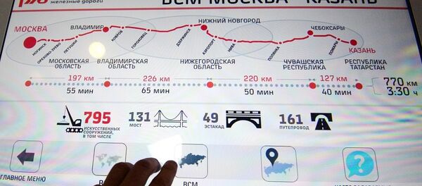 俄铁公司提议中方增加莫斯科-喀山高铁项目信贷量并降低利率 - 俄罗斯卫星通讯社