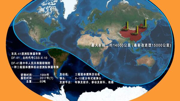 中國東風-41預計活動半徑 - 俄羅斯衛星通訊社