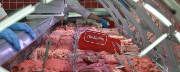 Meat department at the Lenta hypermarket in Novosibirsk - 俄罗斯卫星通讯社