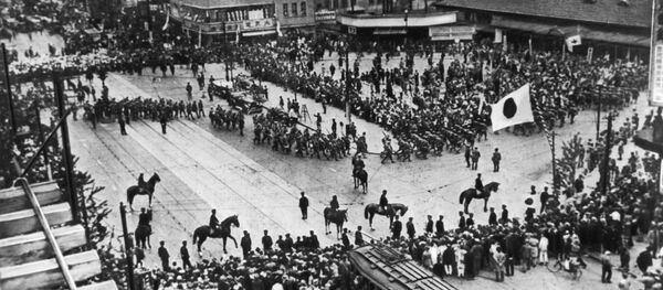 中日战争。日本军队正准备从东京出发前往中国东北。 - 俄罗斯卫星通讯社