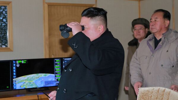 Северокорейский лидер Ким Чен Ын на тестовом запуске баллистической ракеты Pukguksong-2 - 俄罗斯卫星通讯社