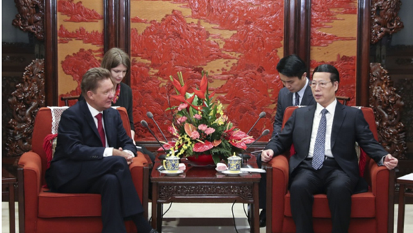 中國國務院副總理張高麗和“俄氣”總裁會面 - 俄羅斯衛星通訊社