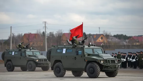 SBM VPK-233136 'Tiger' during the rehearsal of the military parade