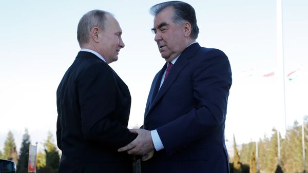 俄罗斯总统普京和塔吉克斯坦总统拉赫蒙 - 俄罗斯卫星通讯社