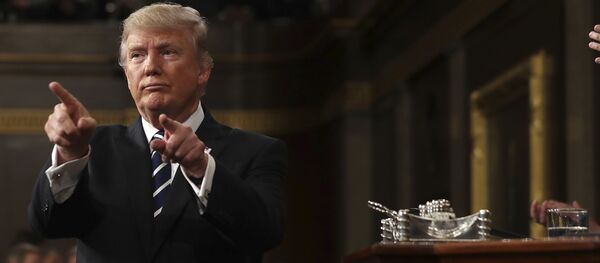 President Donald Trump reacts after addressing a joint session of Congress President Donald Trump reacts after addressing a joint session of Congress - 俄罗斯卫星通讯社