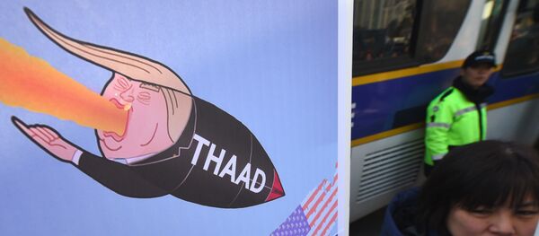 South Korean protesters against the planned deployment of the THAAD - 俄罗斯卫星通讯社