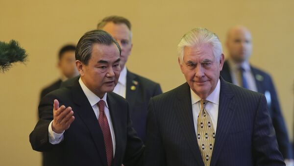 Chinese Foreign Minister Wang Yi and U.S. Secretary of State Rex Tillerson - 俄罗斯卫星通讯社
