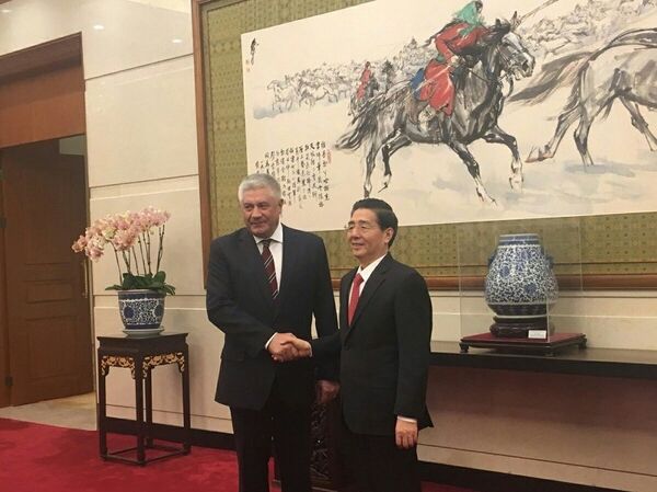 俄罗斯内务部部长弗拉基米尔·科洛科利采夫与中国公安部部长郭声琨 俄罗斯内务部部长弗拉基米尔·科洛科利采夫与中国公安部部长郭声琨 - 俄罗斯卫星通讯社