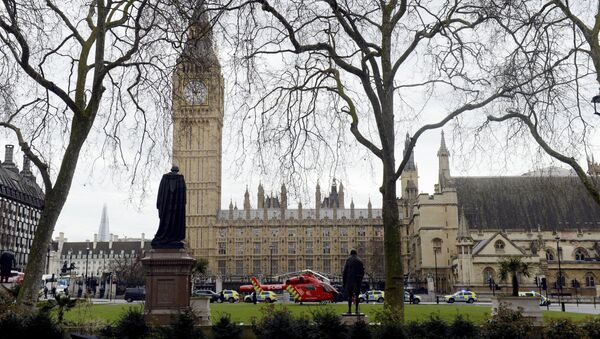 Полиция около здания парламента в Лондоне, где произошла перестрелка - 俄罗斯卫星通讯社