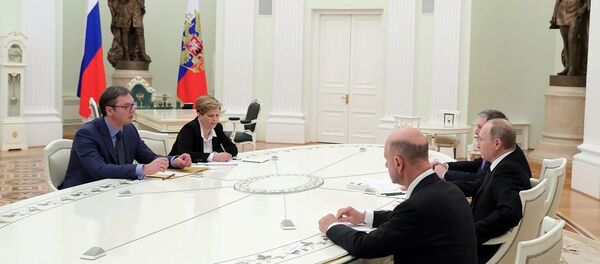 俄罗斯总统普京与塞尔维亚总理武契奇 - 俄罗斯卫星通讯社