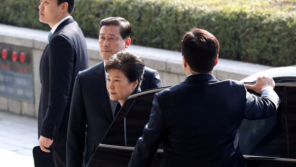 South Korea's ousted leader Park Geun-hye arrives at a prosecutor's office in Seoul - 俄羅斯衛星通訊社