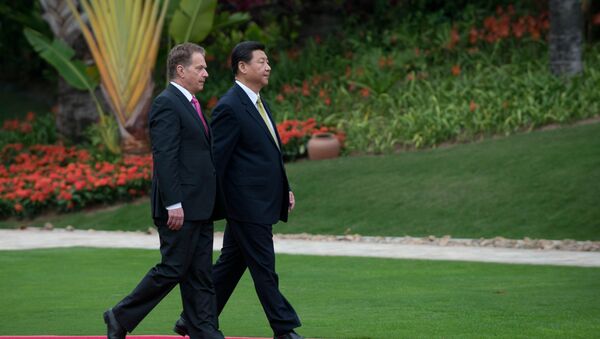 China's President Xi Jinping (R) and Finland's President Sauli Niinisto - 俄罗斯卫星通讯社