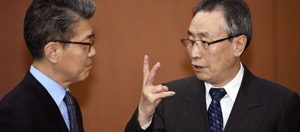 中国政府朝鲜半岛事务特别代表武大伟与韩国外交部副部长金烘均 - 俄罗斯卫星通讯社