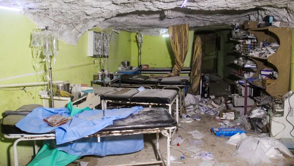 Destruction at a hospital room in Khan Sheikhun, a rebel-held town in the northwestern Syrian Idlib province - 俄羅斯衛星通訊社