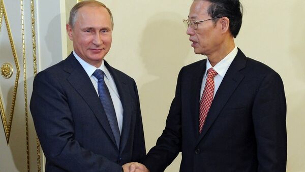 俄羅斯總統普京與中國國務院副總理張高麗。 - 俄羅斯衛星通訊社