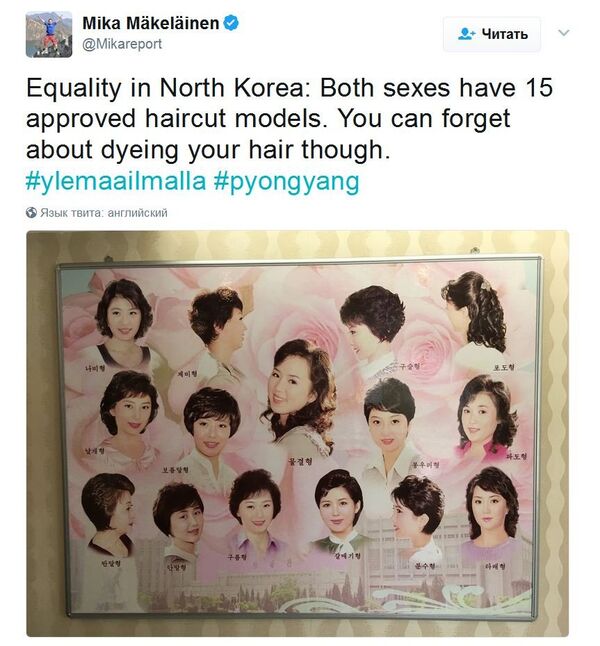 芬蘭記者展示朝鮮被允許的髮型 - 俄羅斯衛星通訊社